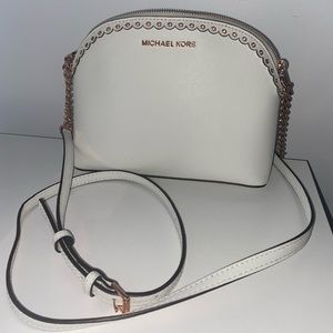 White and Rose Gold Michael Kors Crossbody Purse